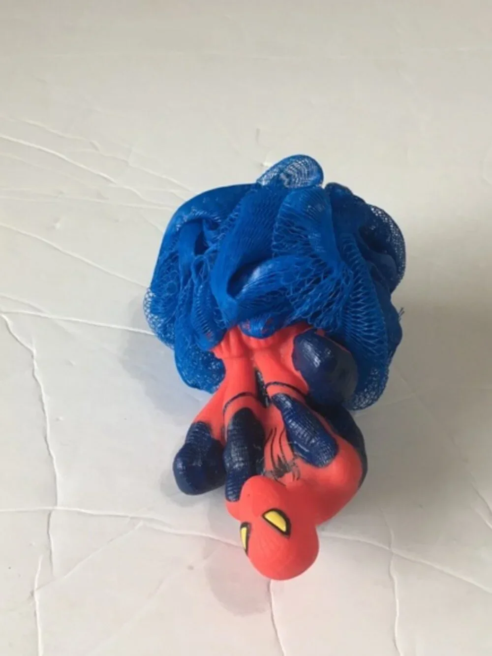 Spiderman Red & Blue Kids Bath Toy with Mesh Scrubber